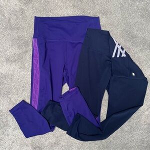 Fabletics Purple and Blue High Waist Performance Powerhold Leggings size large
